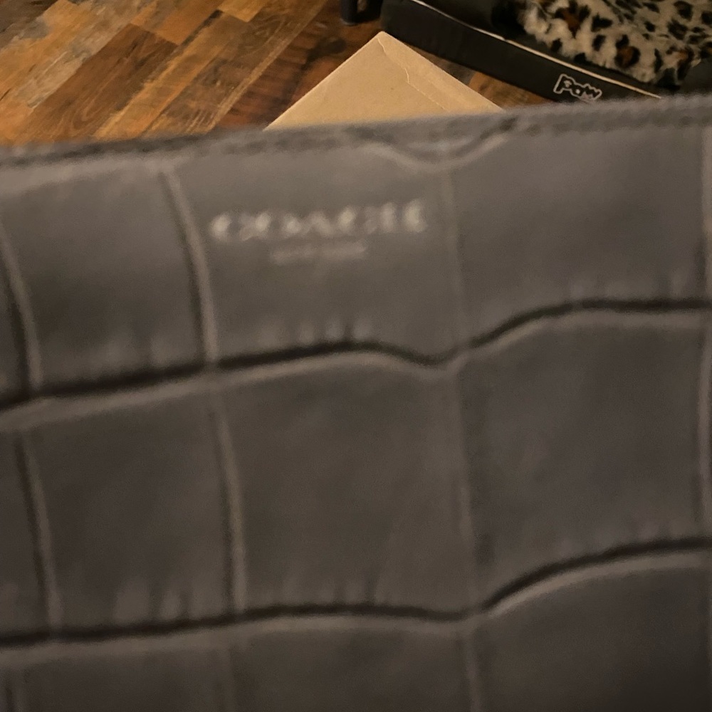 Silver croc print COACH zip wallet